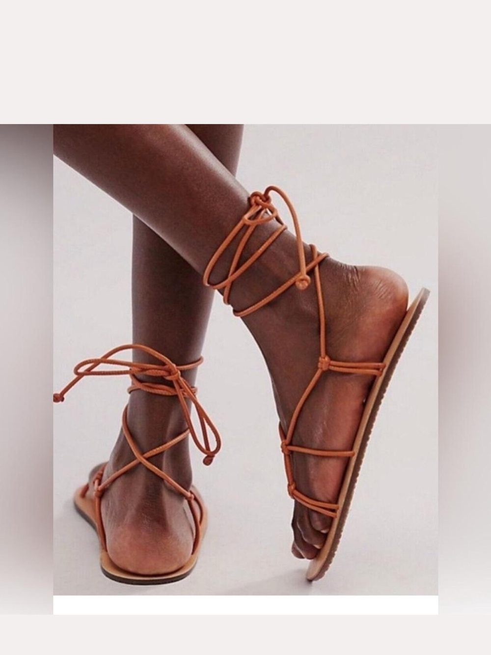 Free People Sunset Orange so Strappy Lace-Up Flat Sandals